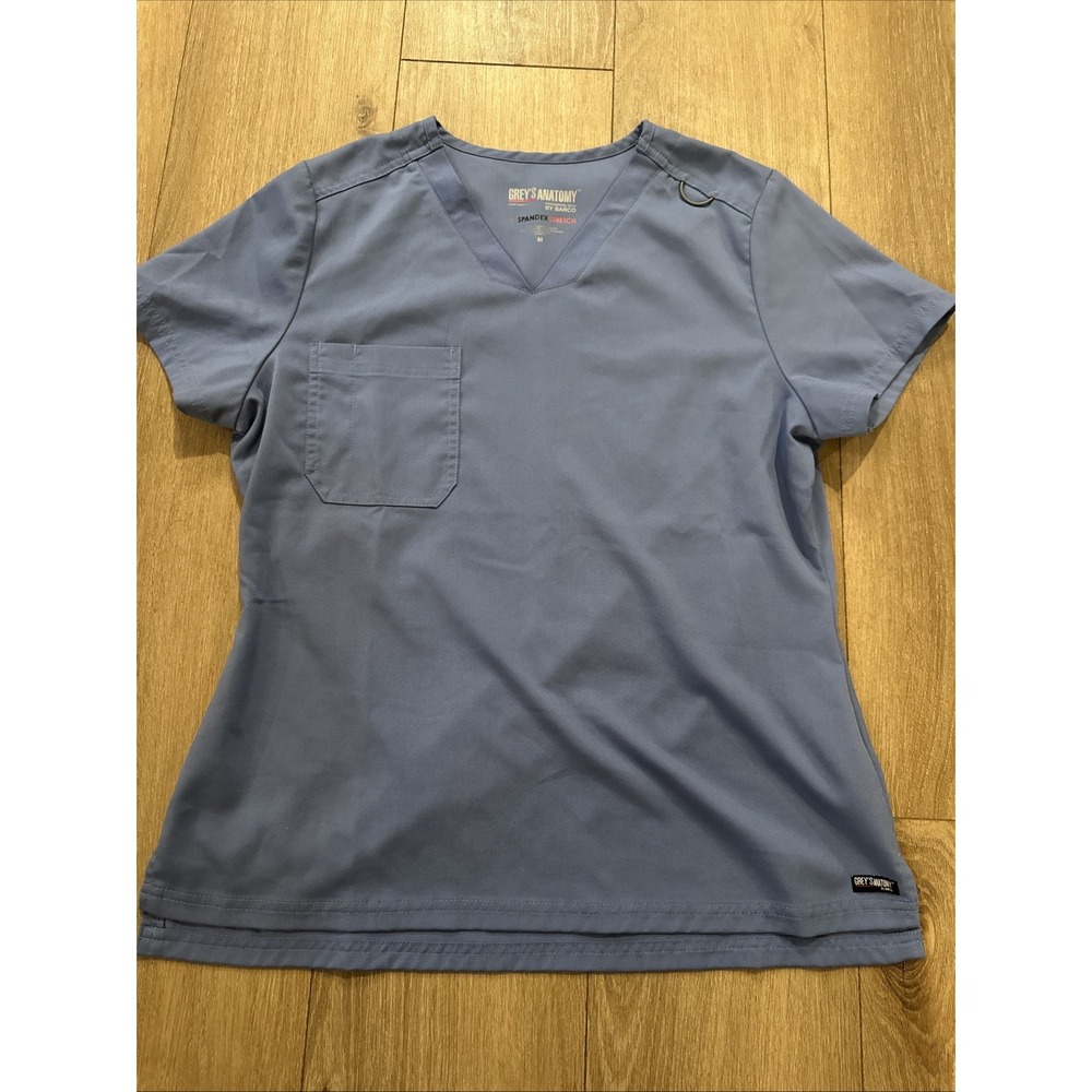 Greys Anatomy Women's‎ SPX Spandex Stretch Scrub Top Light Blue Medium